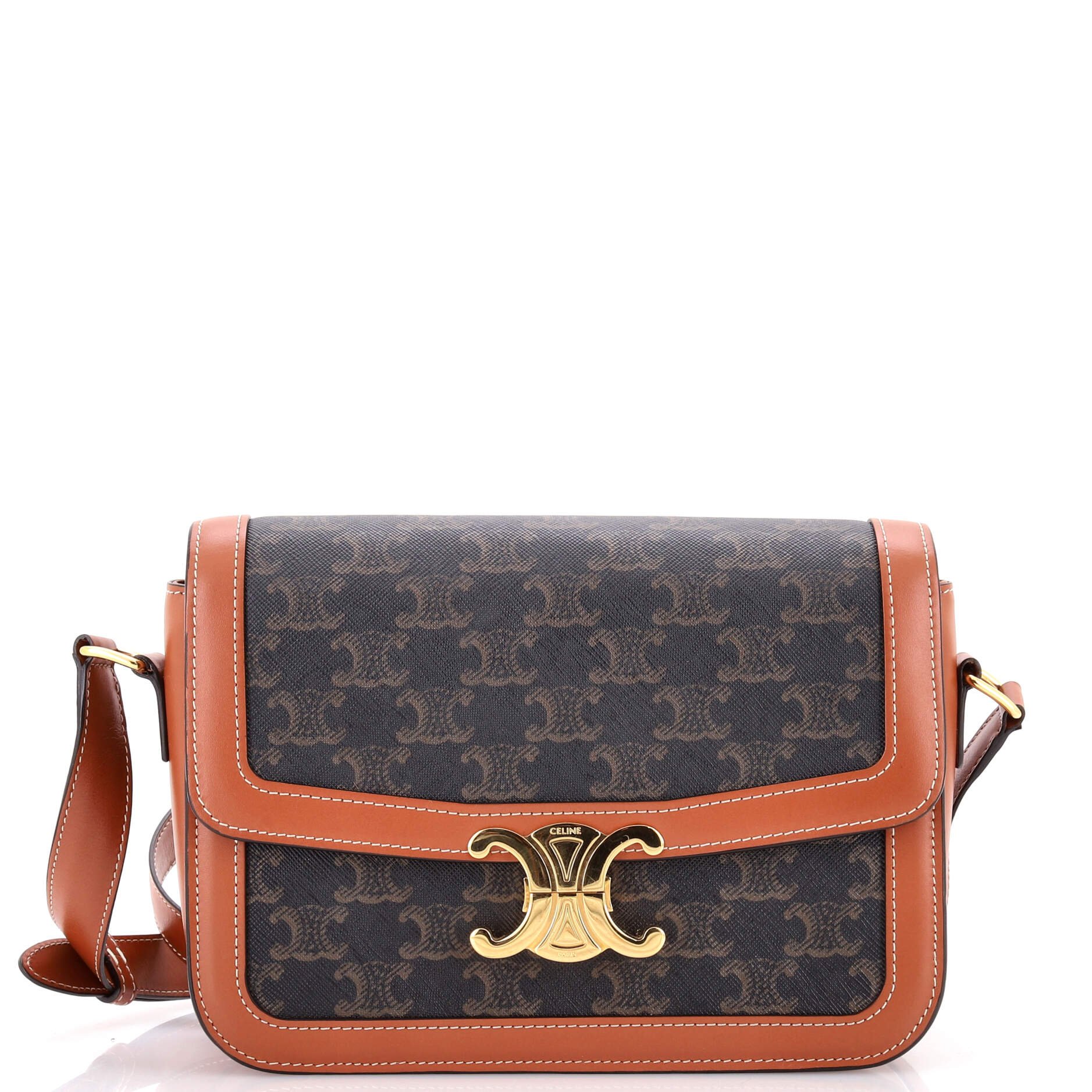 Celine Triomphe Shoulder Bag Triomphe Coated Canvas Medium