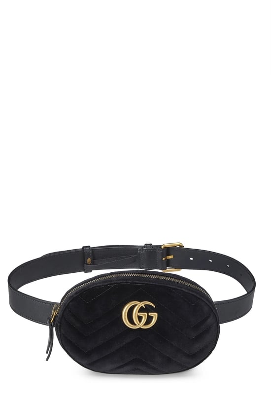 Black Chevron Velvet GG Marmont Belt Bag Mini