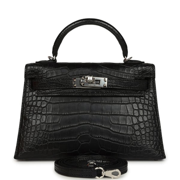Hermes Hermes Special Order (HSS) Kelly Sellier 20 Black Verso Matte Alligator Palladium Hardware