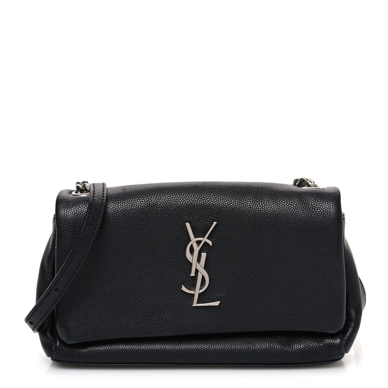 Saint Laurent Grain De Poudre Monogram Toy West Hollywood Fold-Over Bag Black