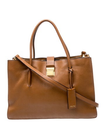 Leather Leather Madras Handle Bag