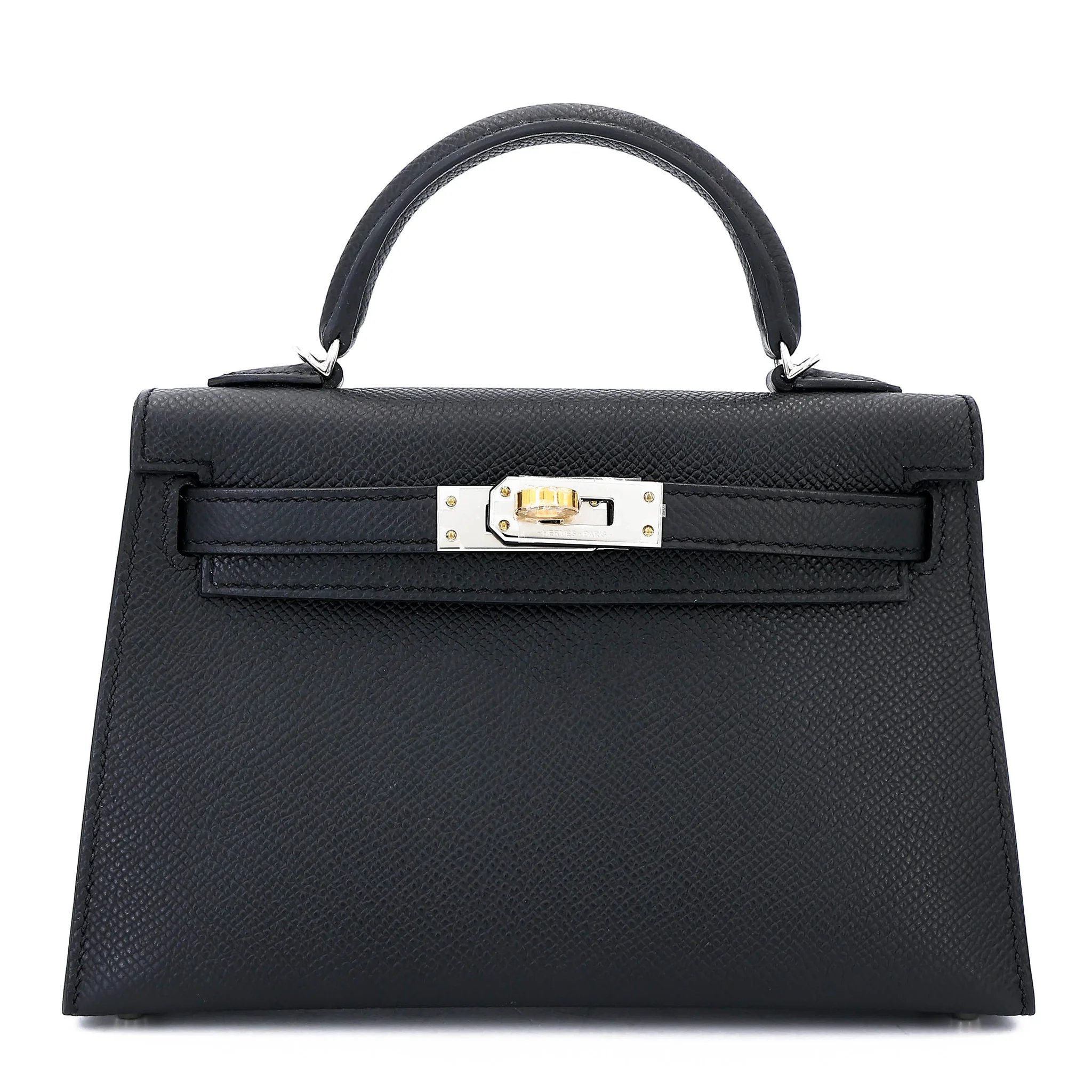 Brand New ( Rank N ) HERMÈS Mini Kelly II Noir (89) Epsom Electrum hardware K (2025)