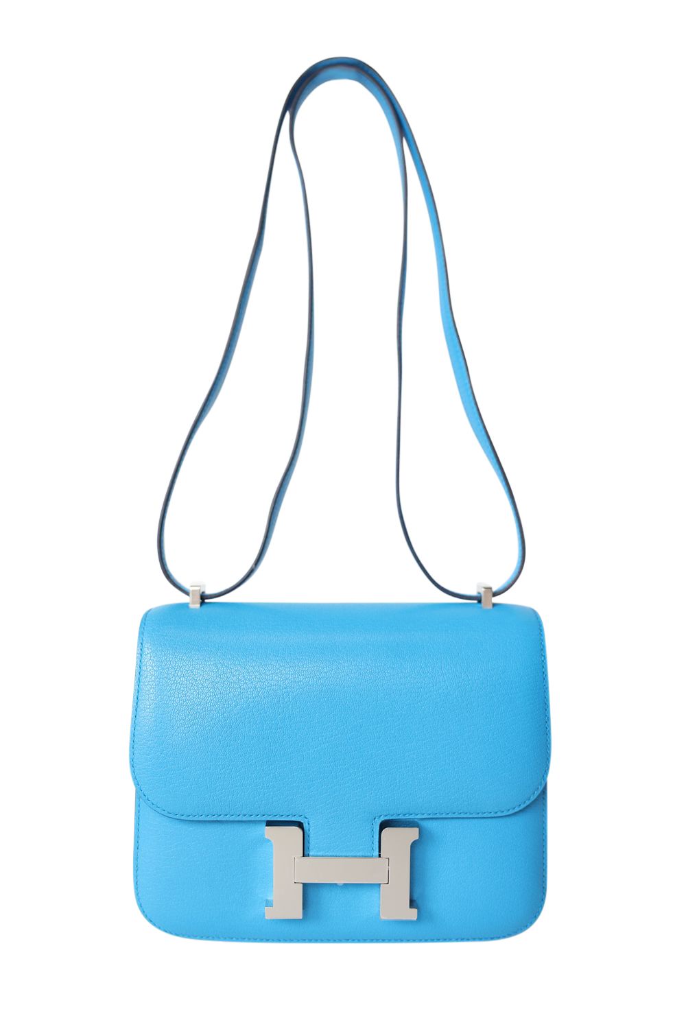 Hermes Hermes Constance 18, Blue Chevre Leather with Palladium Hardware, 2024 W Stamp,  Preowned in Box WA001