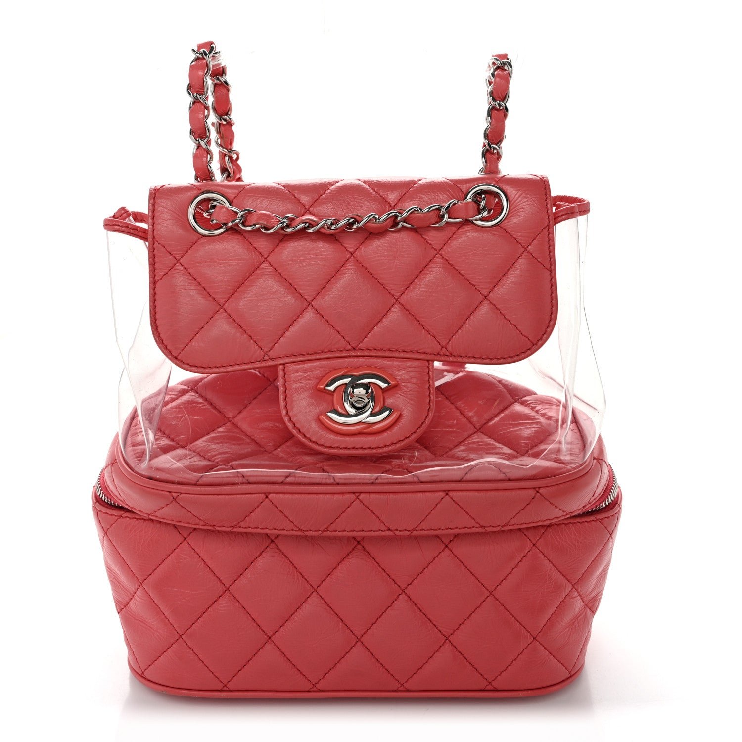 Chanel Crumpled Calfskin PVC Quilted Backpack Pink