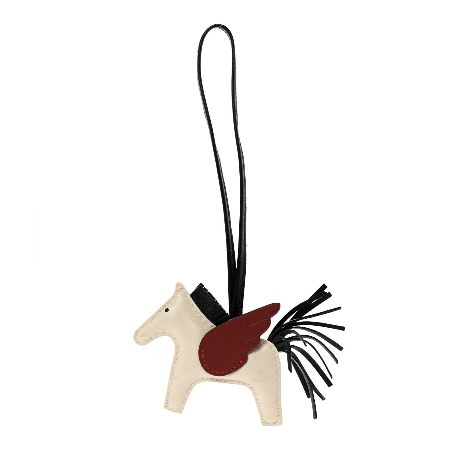 Hermes Milo Lambskin Grigri Rodeo Pegase Horse Bag Charm PM Nata Rouge H Black