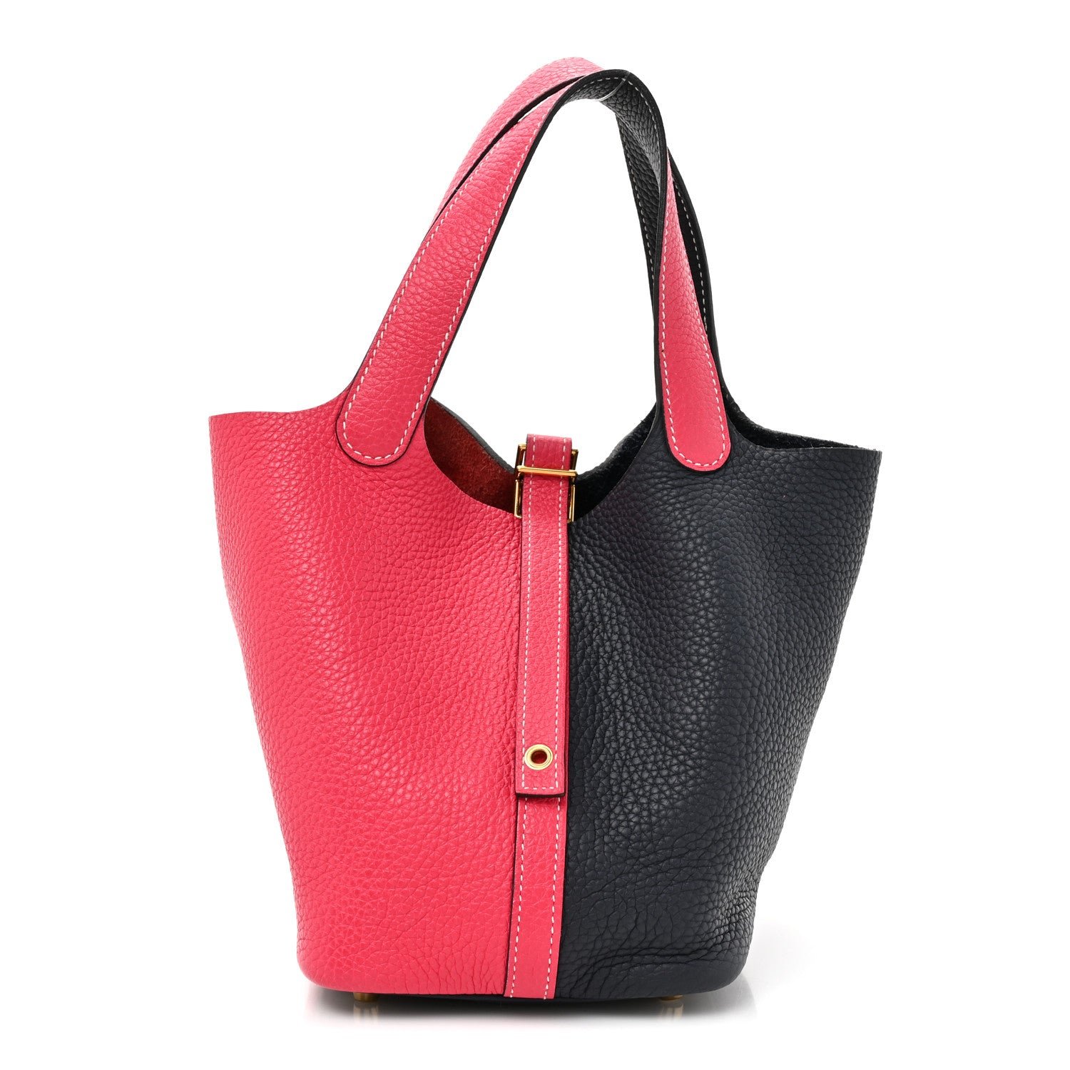 Hermes Hermes Taurillon Clemence Casaque Picotin Lock 18 PM Rose Extreme Bleu Nuit