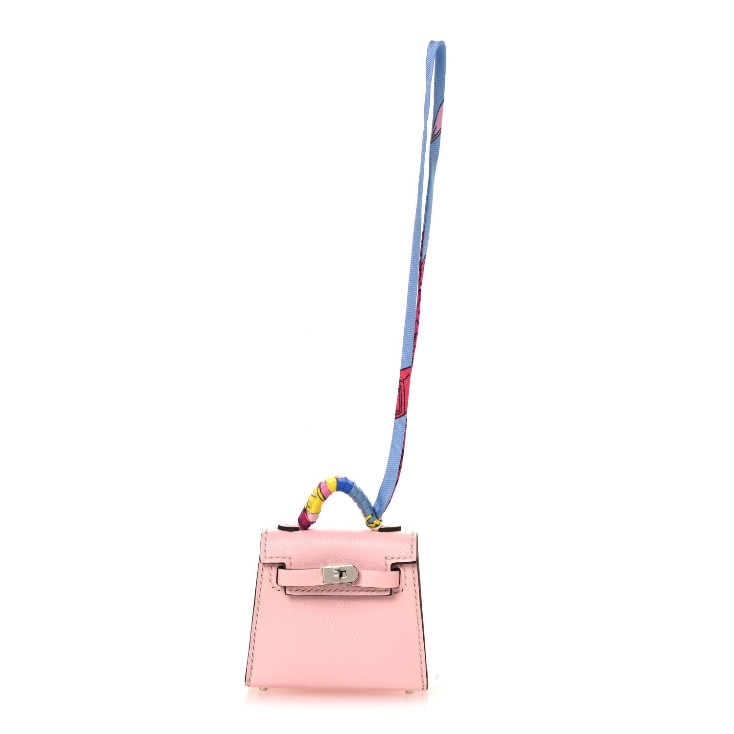 Hermes Tadelakt Mini Kelly Twilly Bag Charm Rose Sakura