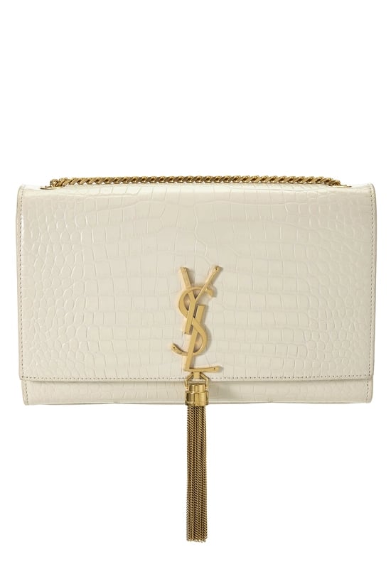White Embossed Kate Tassel Medium