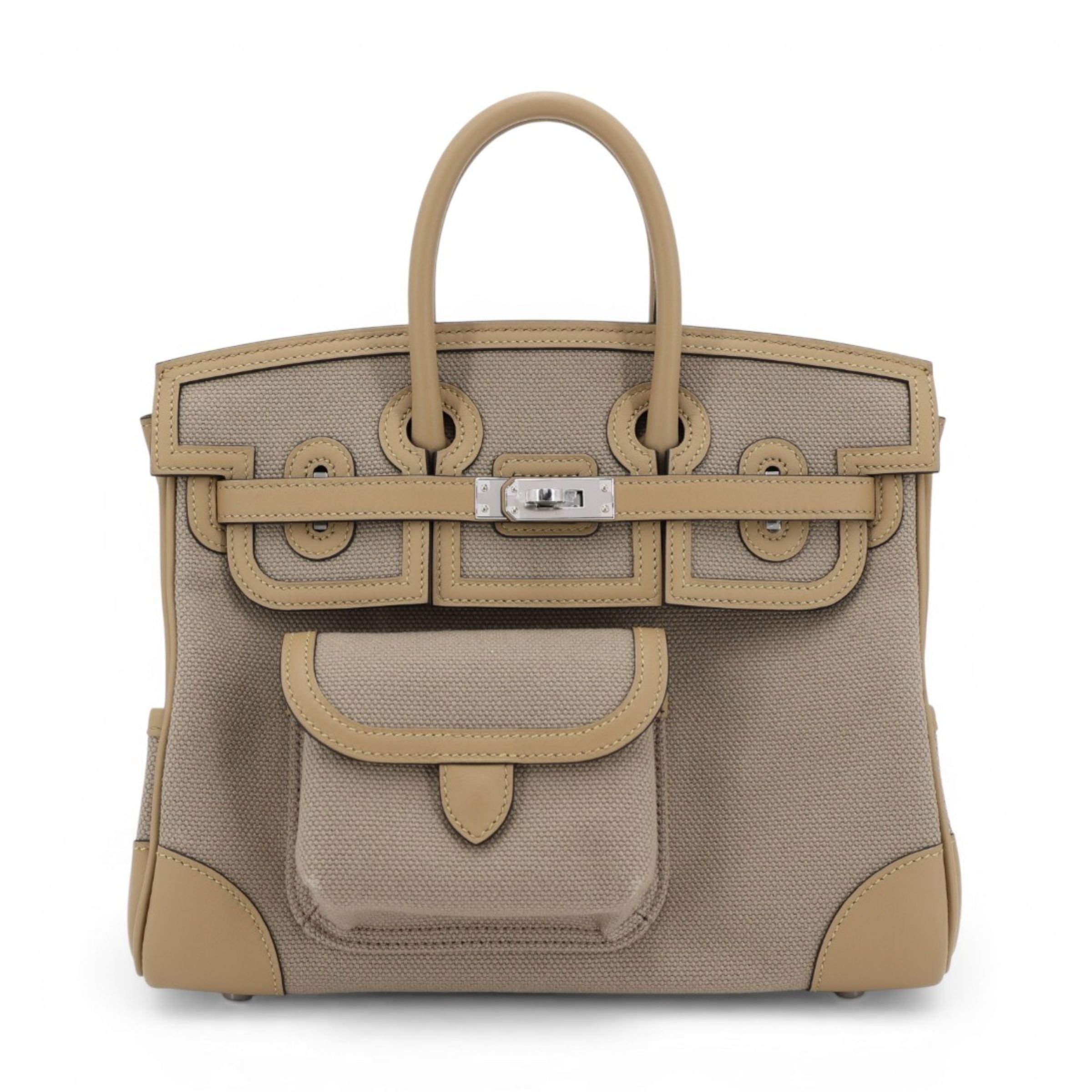 Brand New ( Rank N ) HERMÈS Limited Edition Birkin Cargo 25 Beige Marfa (8Q) Poussiere (1C) Swift Toile Goeland canvas Palladium hardware K (2025)