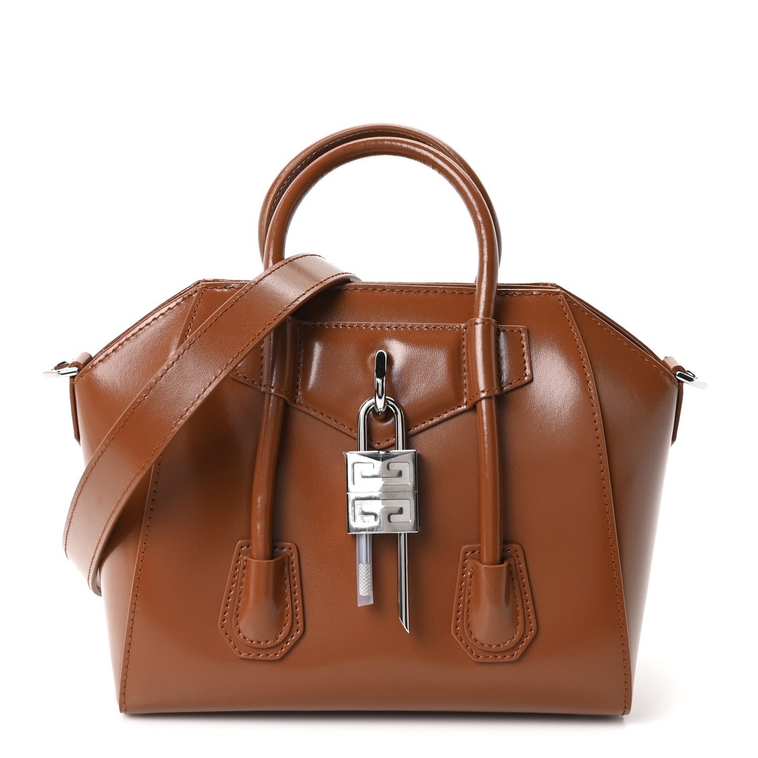 Givenchy Box Calfskin Mini Lock Antigona Shoulder Bag Tan