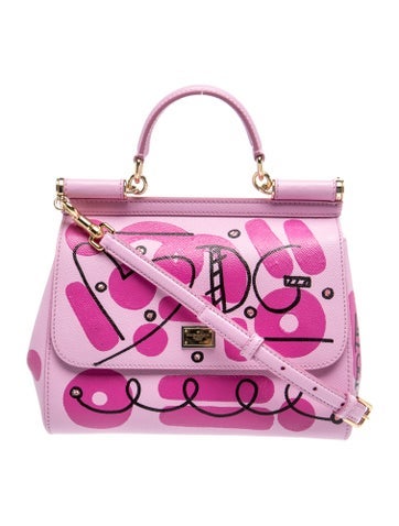 Leather Graffiti Printed Miss Sicily Bag Medium