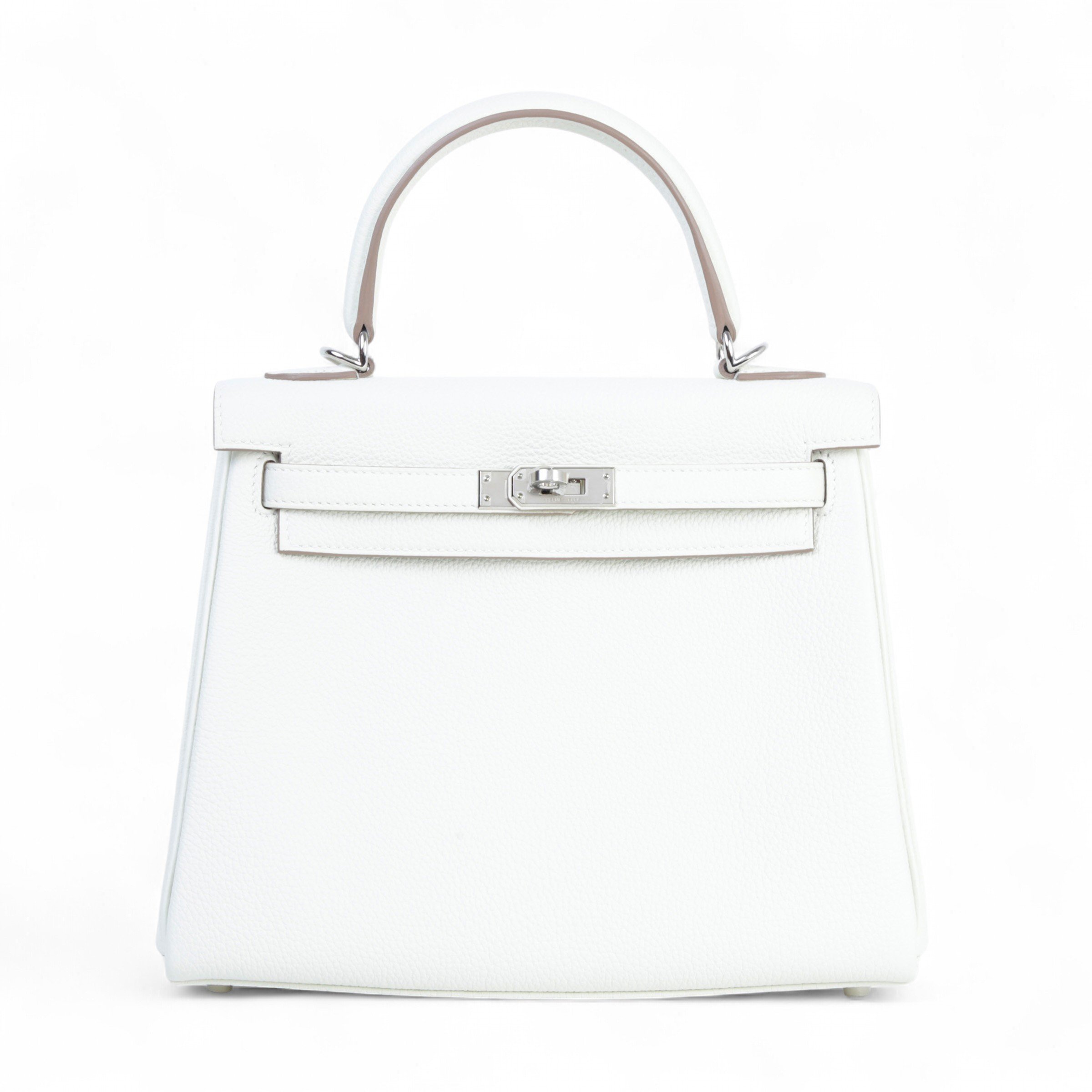 Hermes Unused ( Rank NS ) HERMÈS Kelly 25 Mushroom (0T) Togo Palladium hardware B (2023)