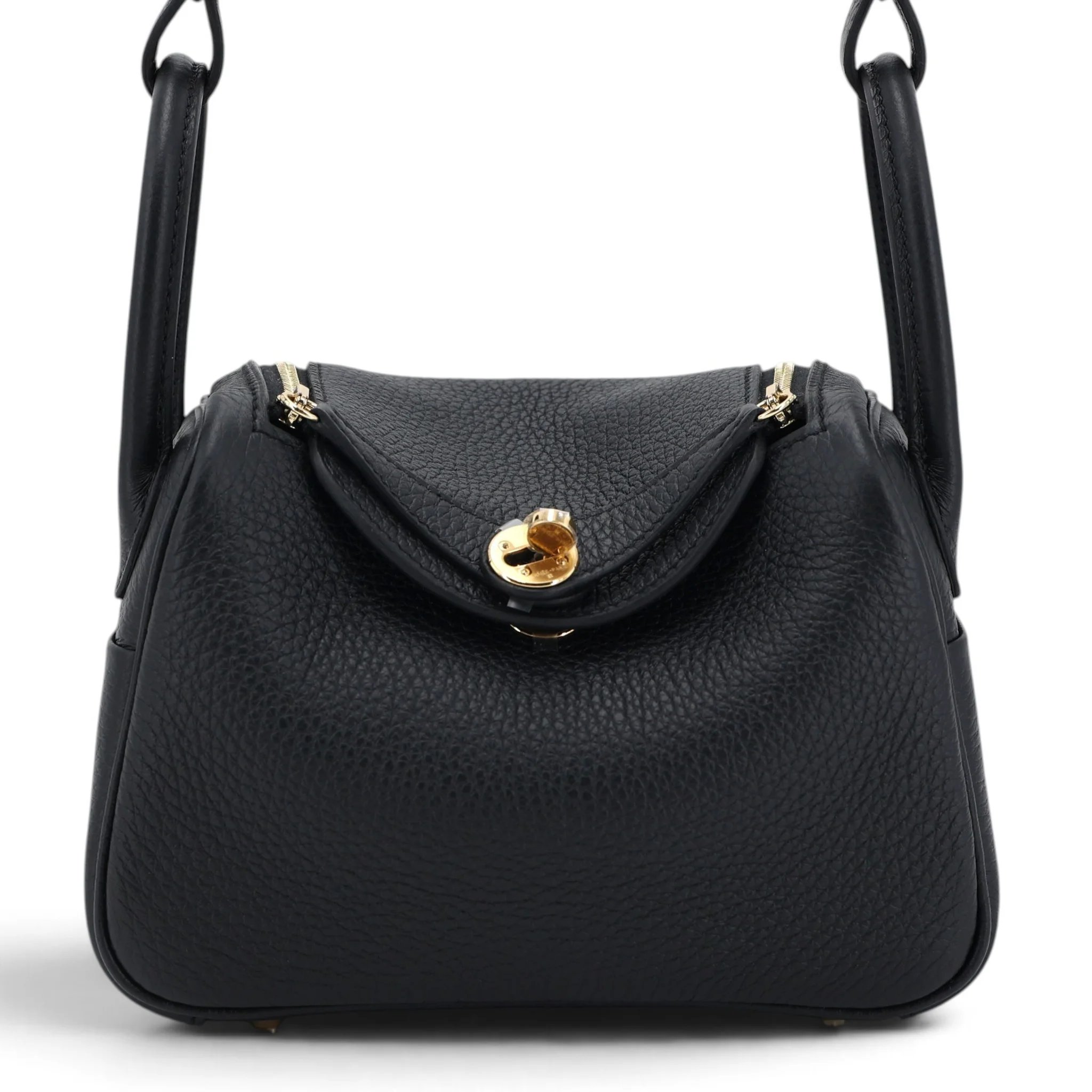 Brand New ( Rank N ) HERMÈS Mini Lindy Noir (89) Clemence Gold hardware G (2026)