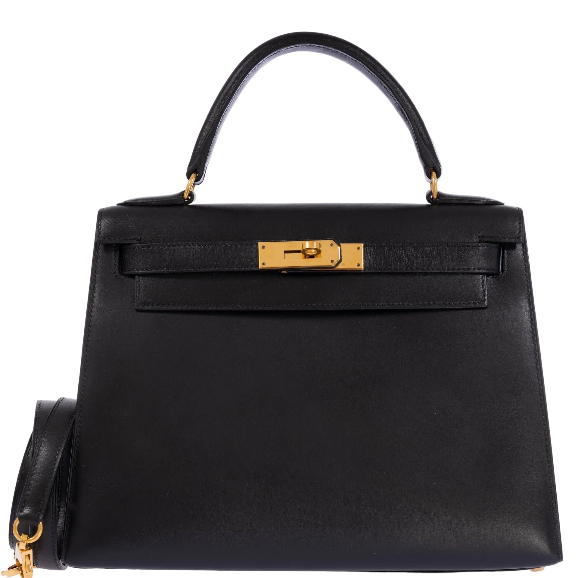 Hermès Kelly 28 Sellier Noir Box Calf Gold Hardware