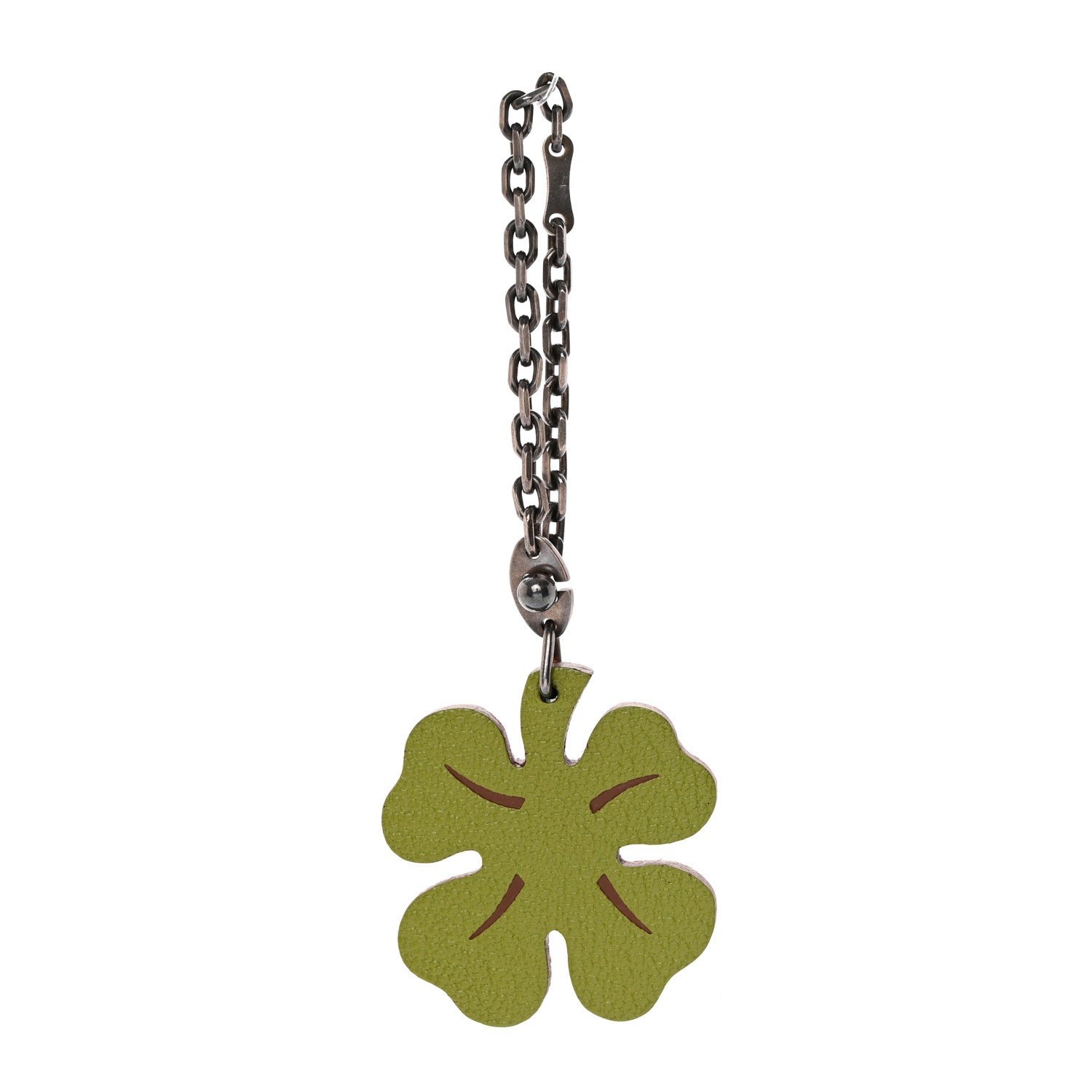 Hermes Chévre Mysore Lucky Clover Key Chain Bag Charm Vert Anis