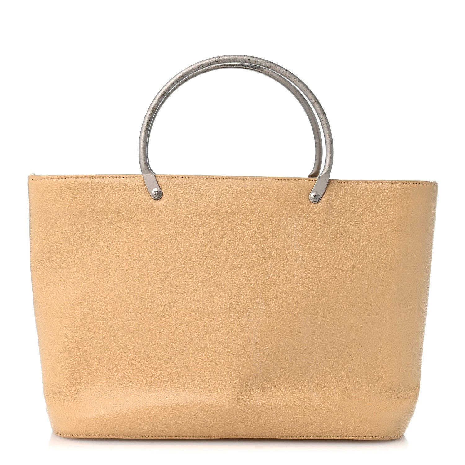 Chanel Caviar Metal Handle Tote Beige