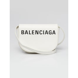 Balenciaga Balenciaga White Grained Leather Ville Day S Crossbody Flap Bag