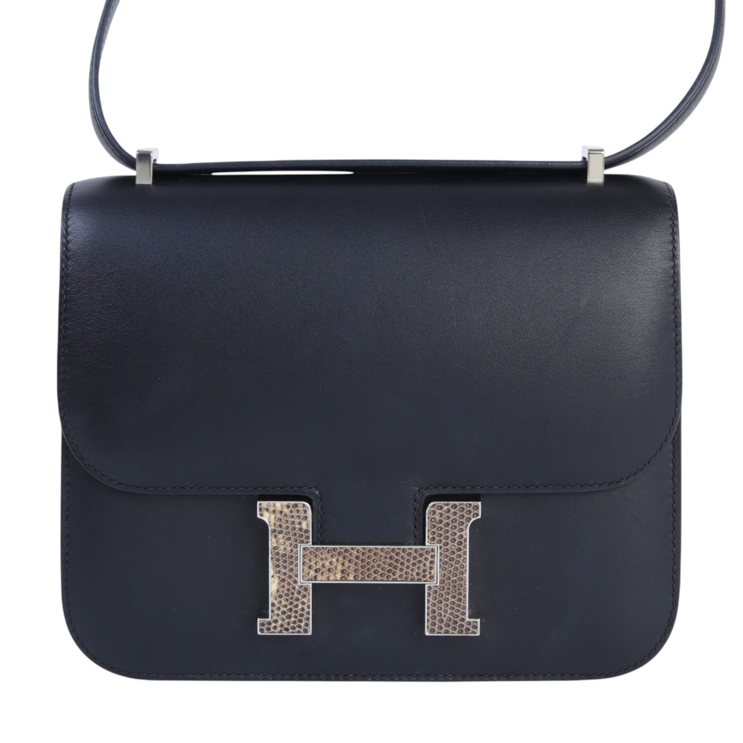 Hermes Very Good ( Rank A) HERMÈS Constance Mini Noir (89) Swift Lizard Hardware Y (2020)