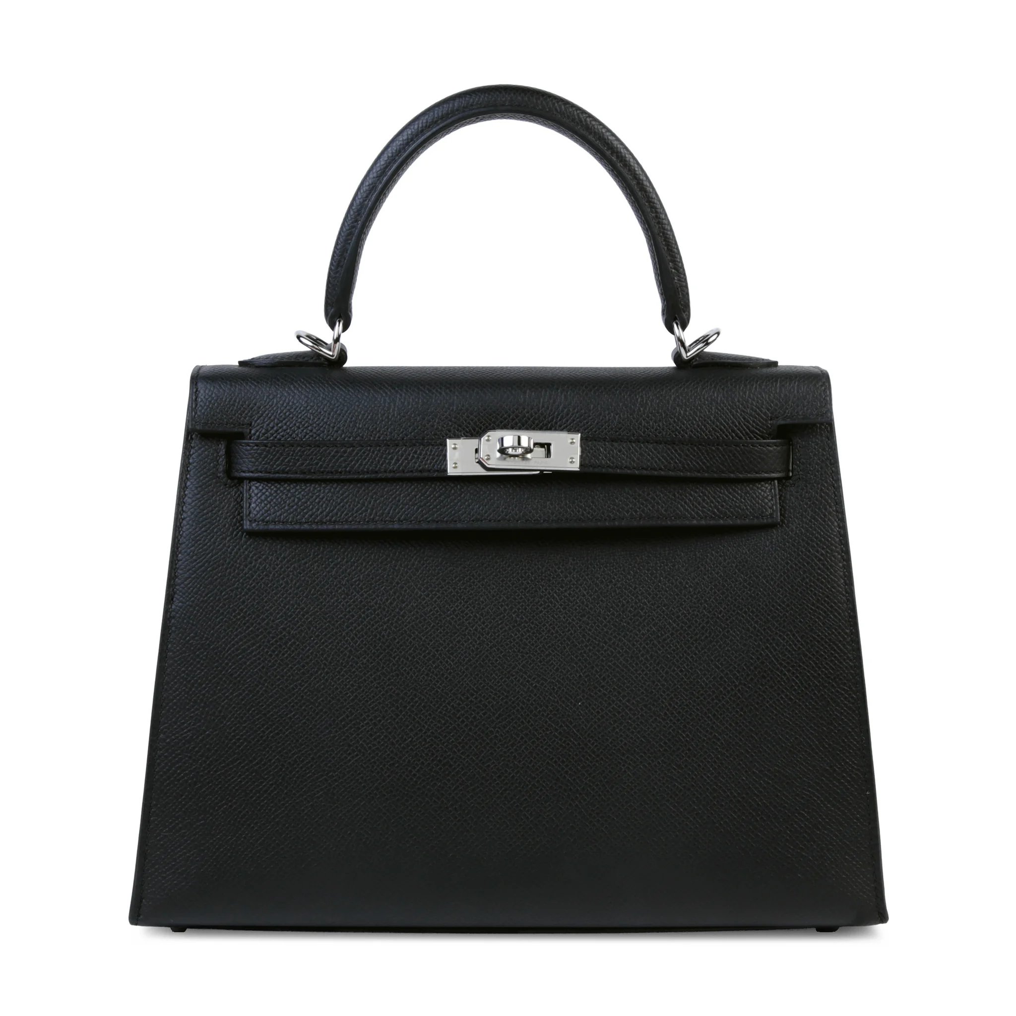 Excellent ( Rank SA ) HERMÈS Kelly 25 Sellier Noir (89) Epsom Palladium hardware K (2025)