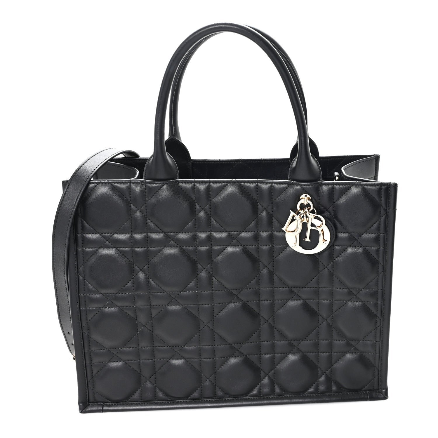 Christian Dior Calfskin Macro Cannage Medium Book Tote Black