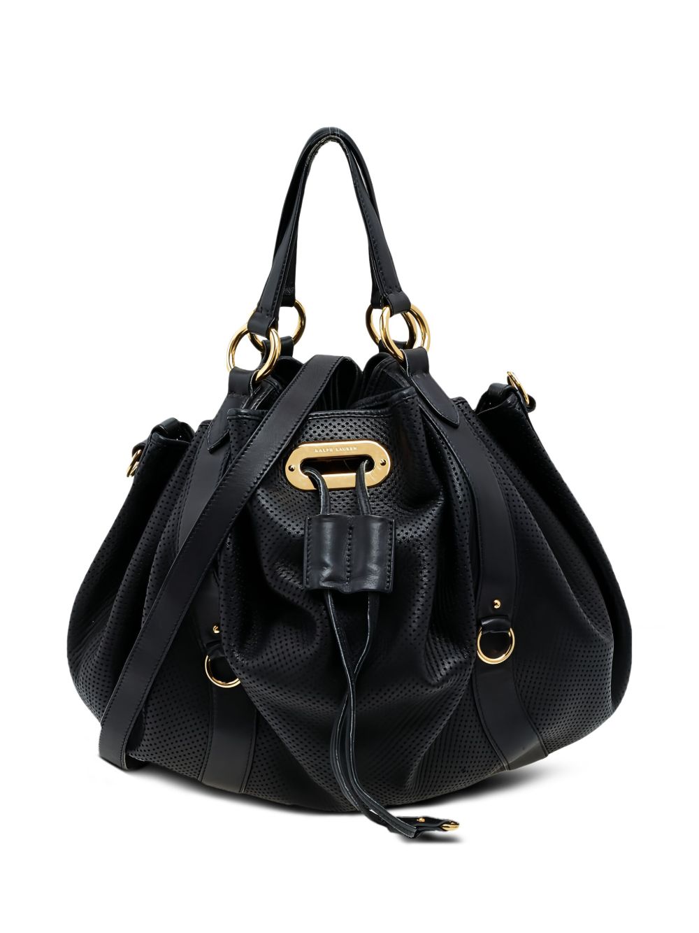 pre-owned perforated-leather drawstring tote bag