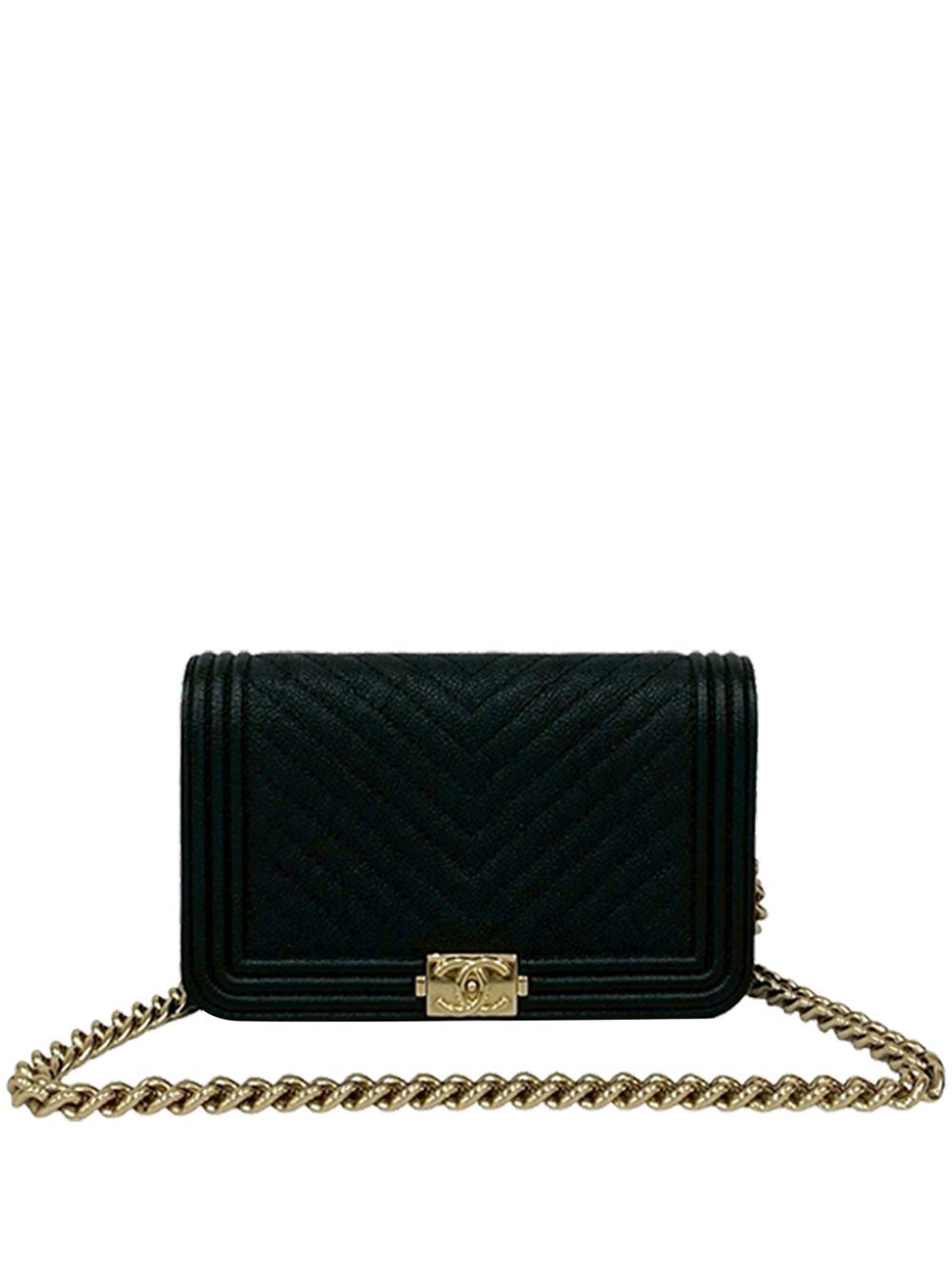 2021 Chevron Caviar Boy Wallet on Chain crossbody bag