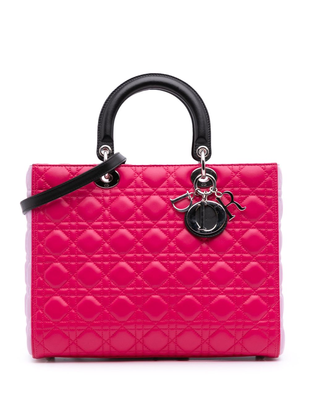 2014 Large Tricolor Lambskin Cannage Lady Dior satchel