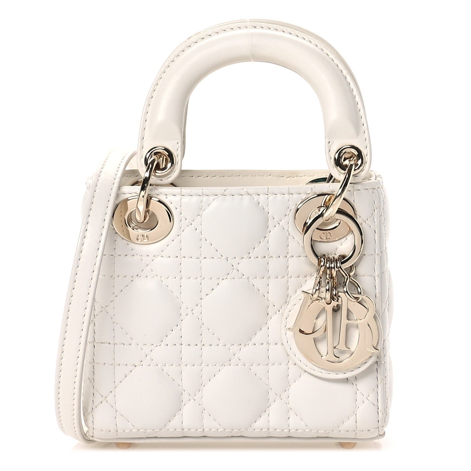 Dior Lambskin Cannage Micro Lady Dior White