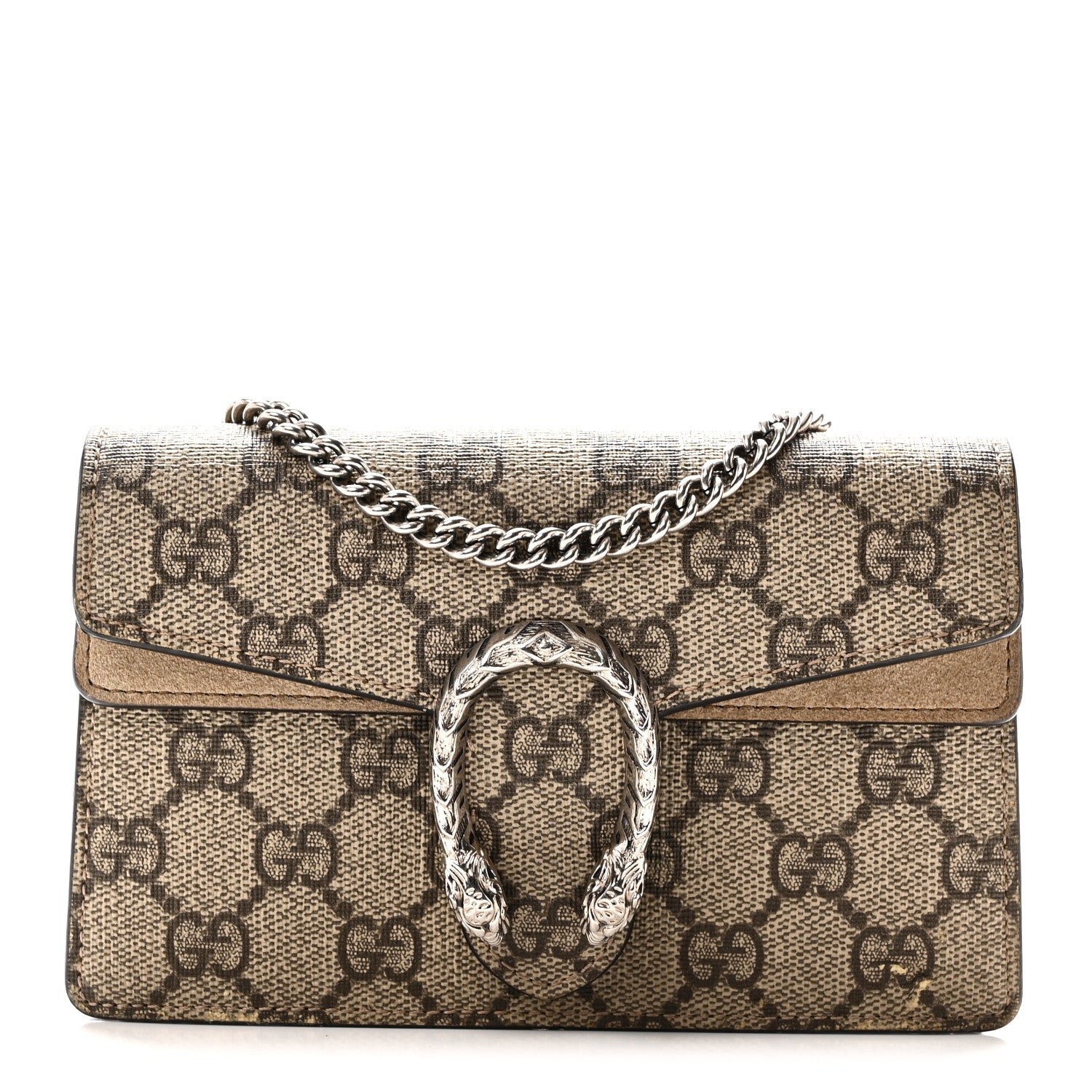 Gucci GG Supreme Monogram Super Mini Dionysus Shoulder Bag Taupe