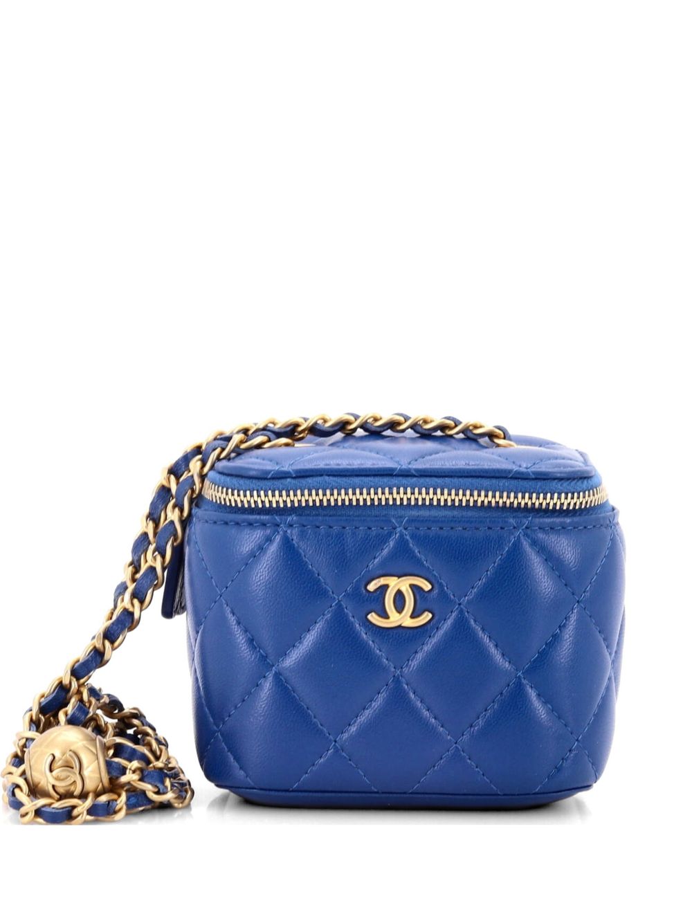 Pearl Crush Vanity Case with Chain Quilted Lambskin Mini clutch bag