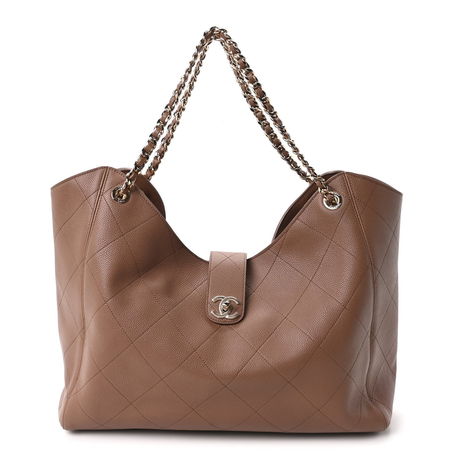 Chanel Grained Calfskin Maxi Shopping Bag Brown