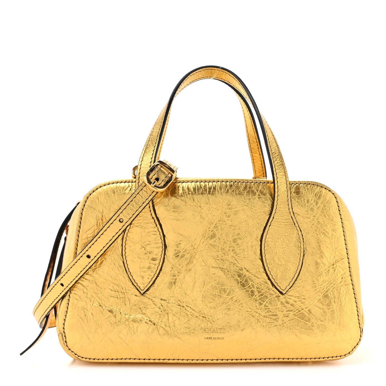Khaite Metallic Calfskin Small Maeve Bag Gold