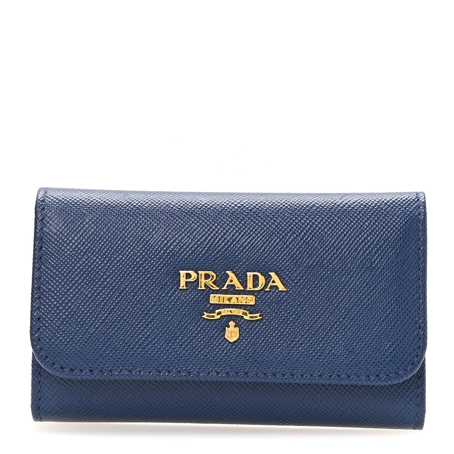 Prada Saffiano Fiocco 6 Key Holder Bluette
