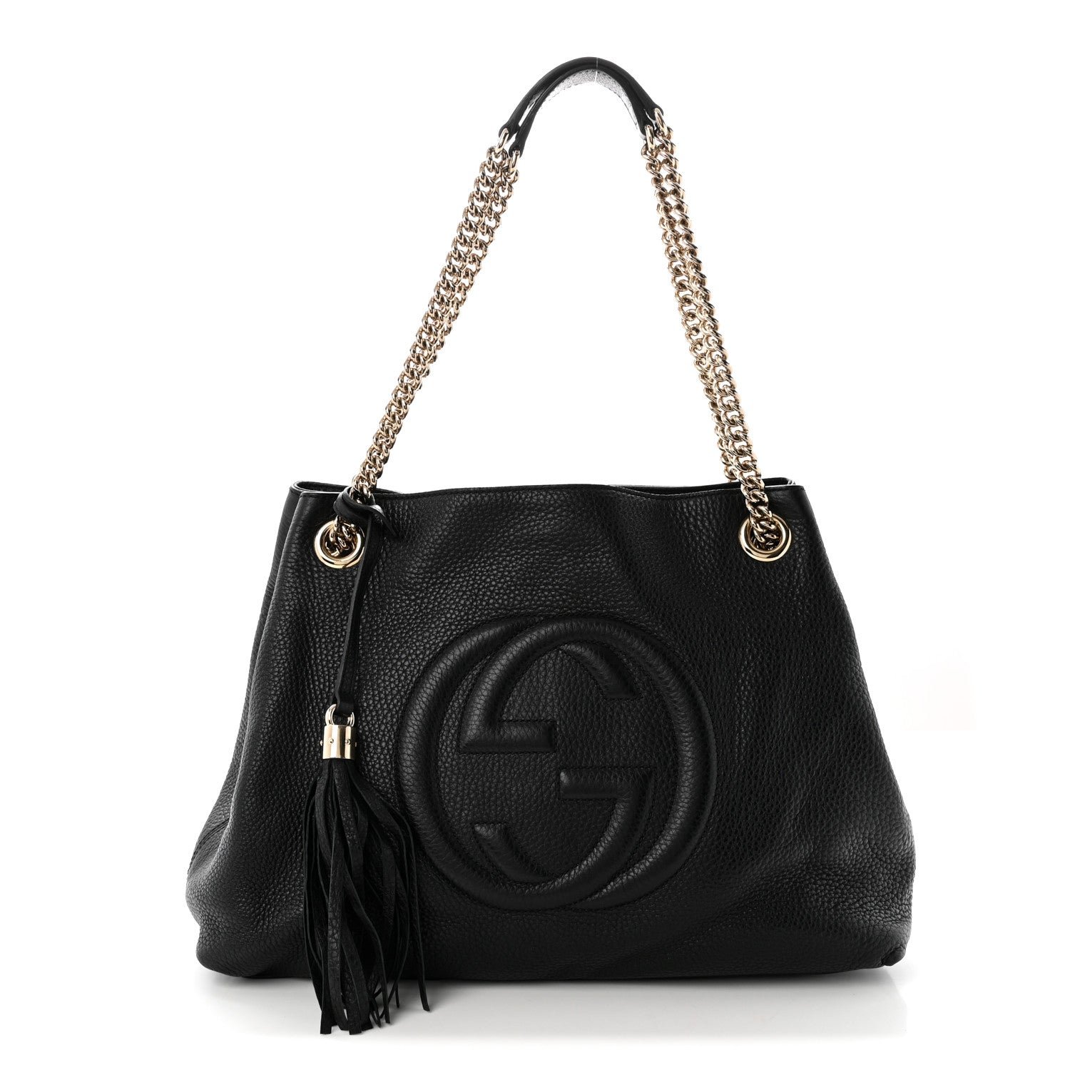 Gucci Pebbled Calfskin Medium Soho Chain Shoulder Bag Black