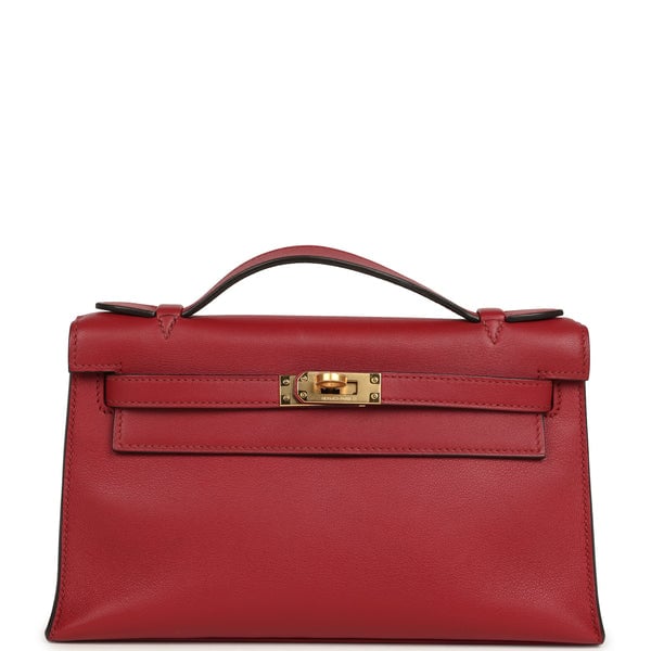 Hermes Pre-owned Hermes Kelly Pochette Rubis Swift Gold Hardware