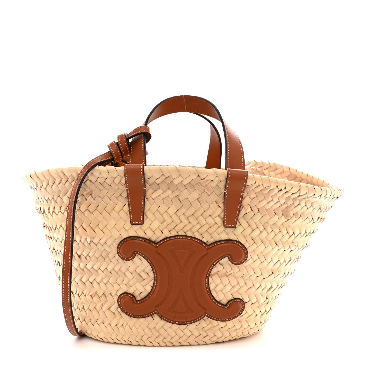 Palm Leaf Calfskin Triomphe Teen Panier Tan