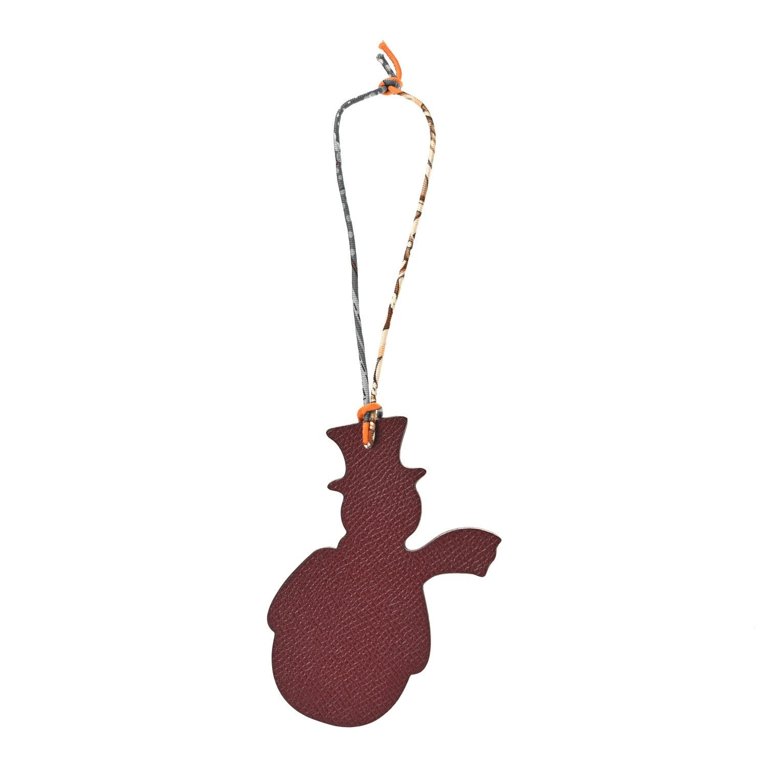 Hermes Epsom Togo Petit H Snowman Bag Charm Rouge Grenat Bambou