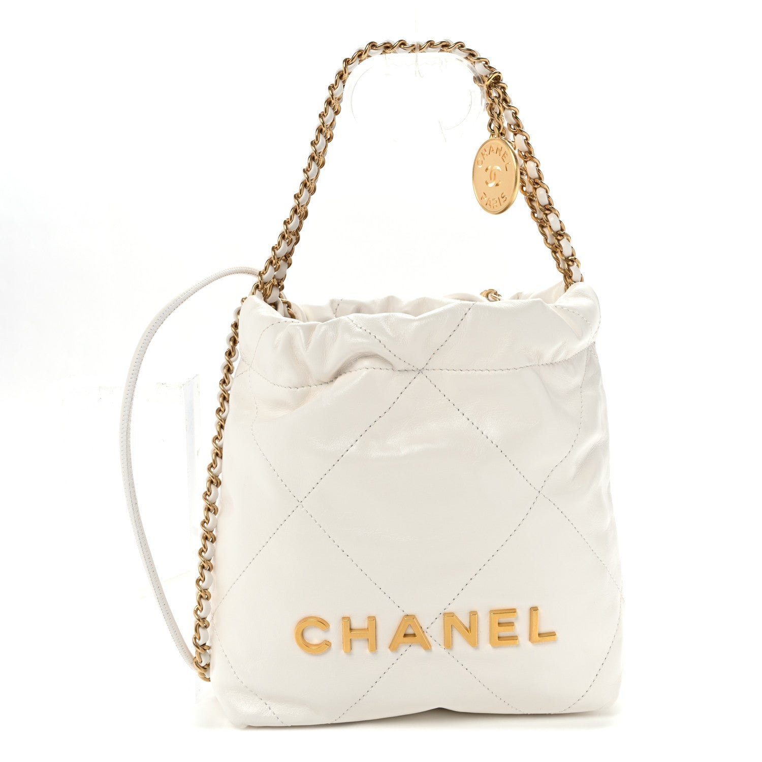 Chanel Shiny Calfskin Quilted Mini Chanel 22 White