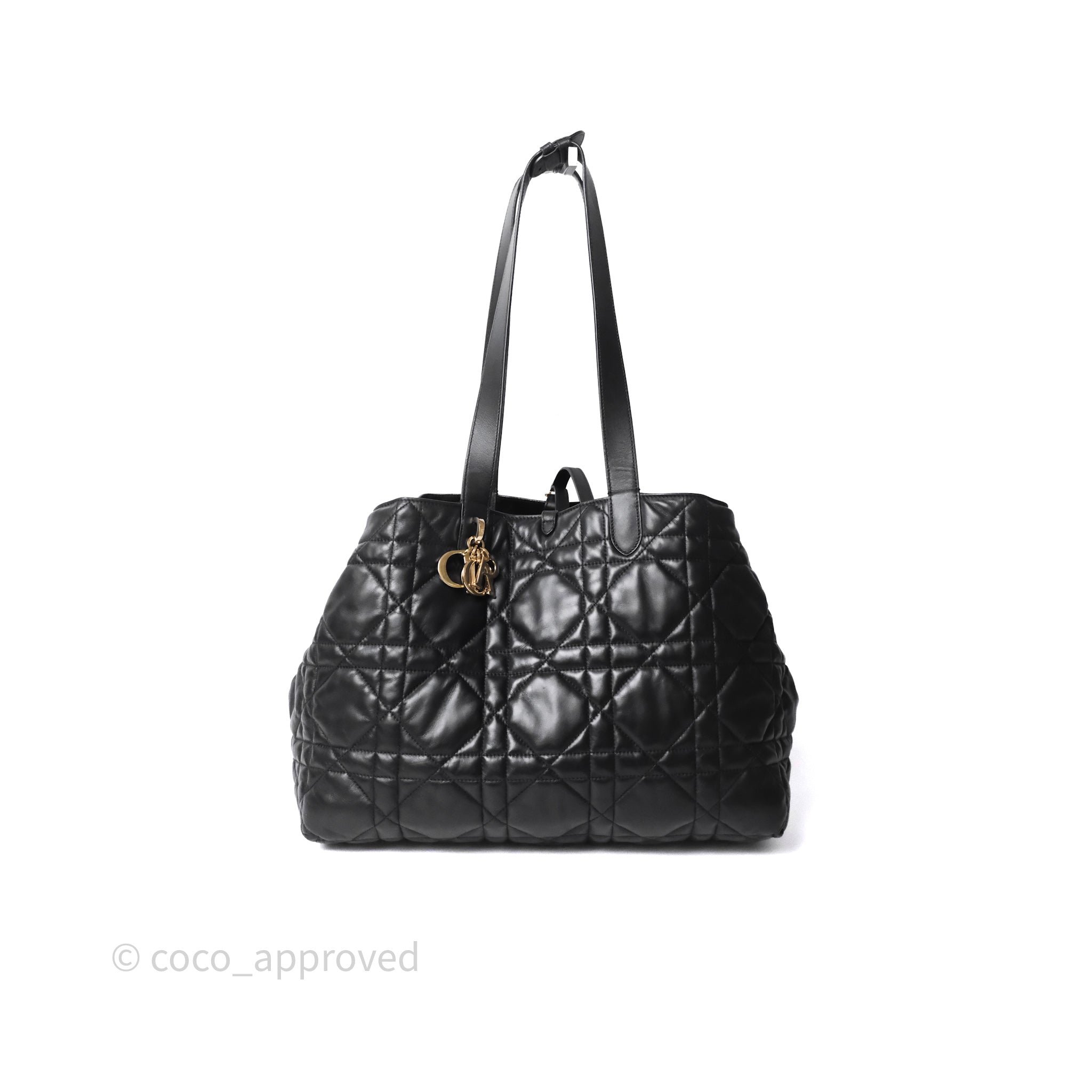 Christian Dior Large Dior Toujours Bag Black Macrocannage Calfskin
