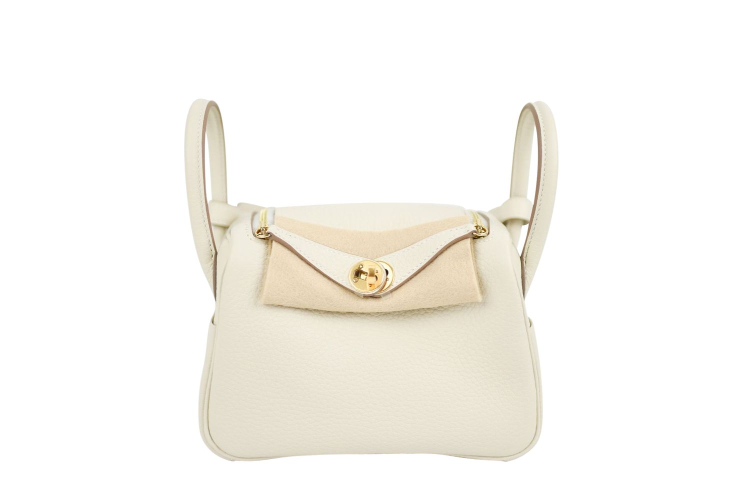 Hermes Hermes Lindy II Mini Bag, Craie Clemence with Gold Hardware, K 2025 Stamp, New in Box GA001