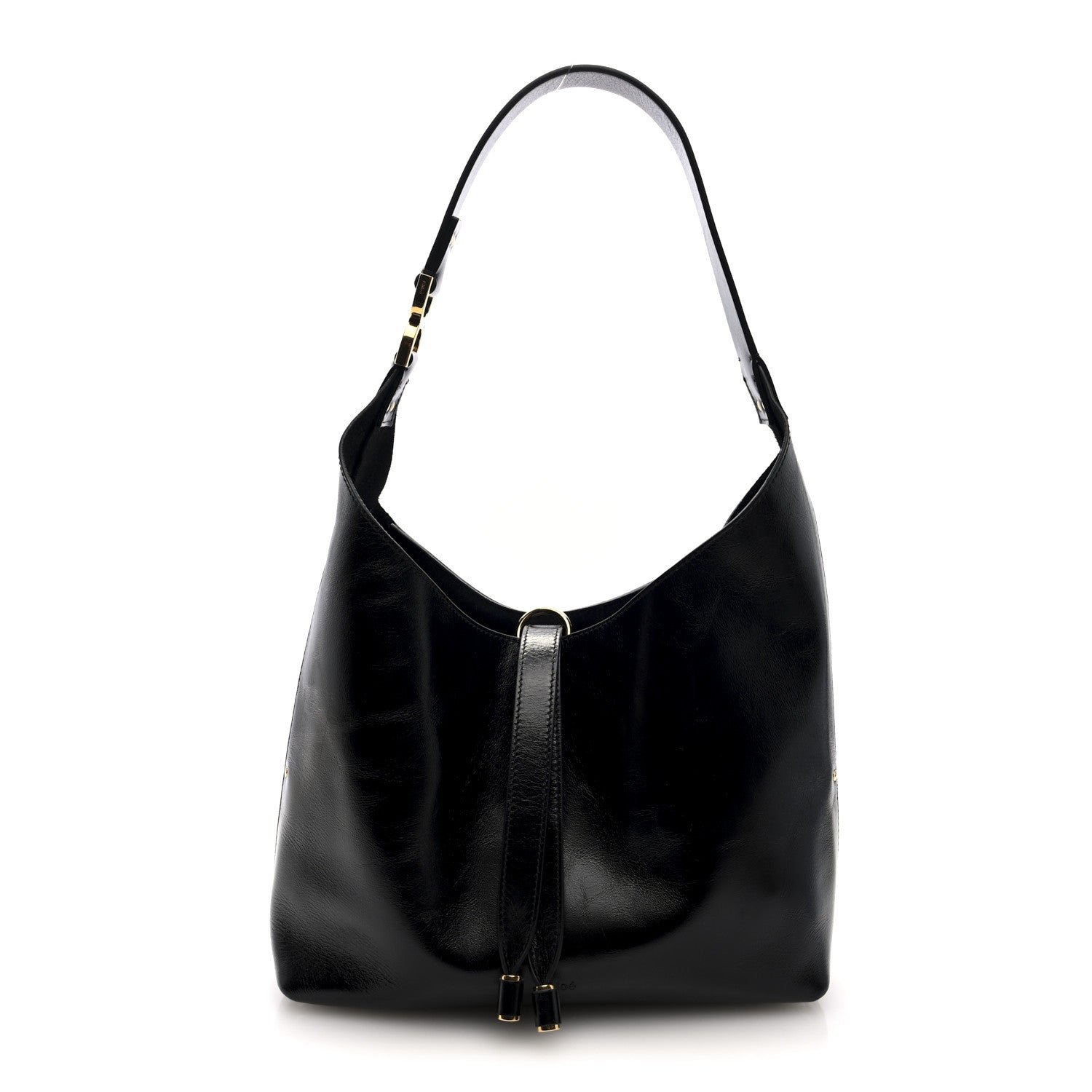 Chloe Shiny Calfskin Small Marcie Hobo Bag Black