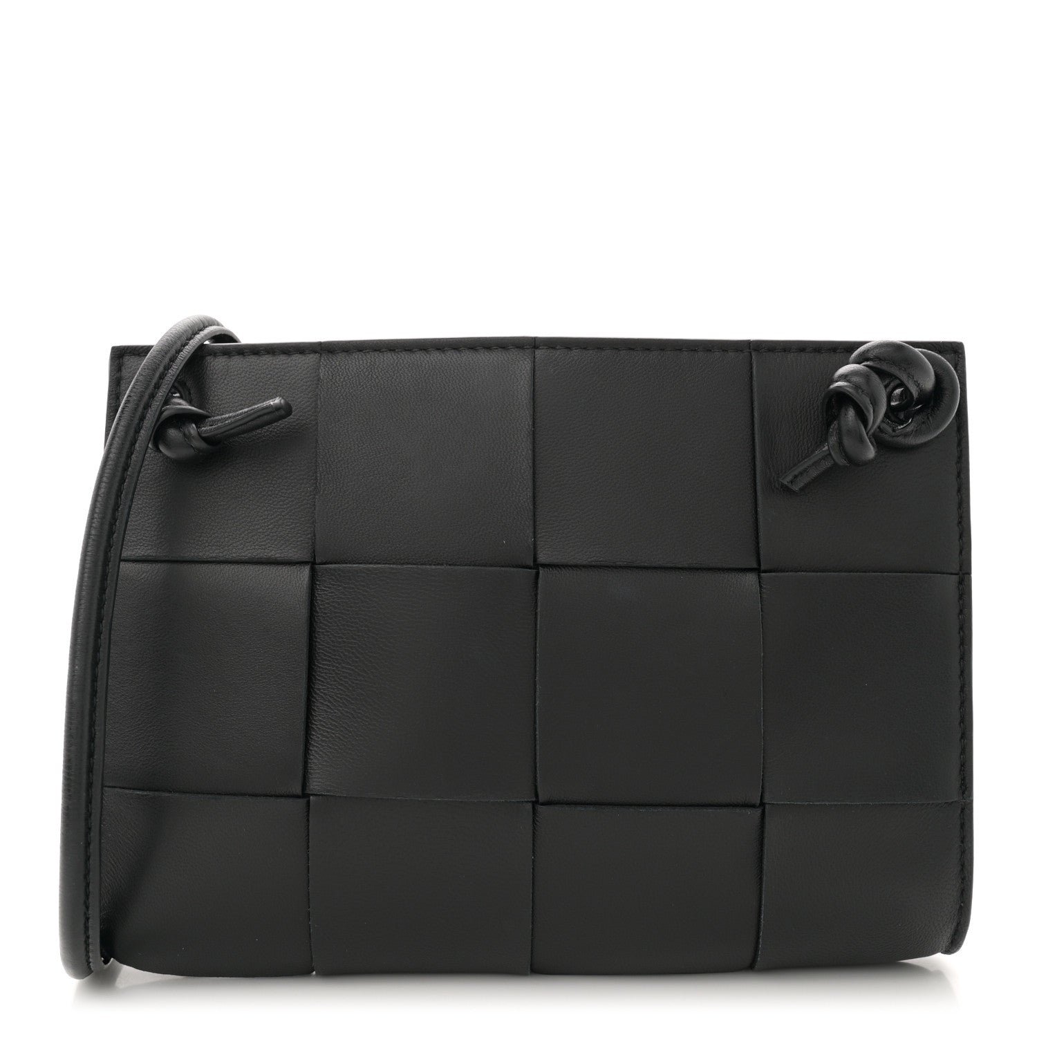 Bottega Veneta Lambskin Maxi Intrecciato Mini Cassette Crossbody Pouch Black