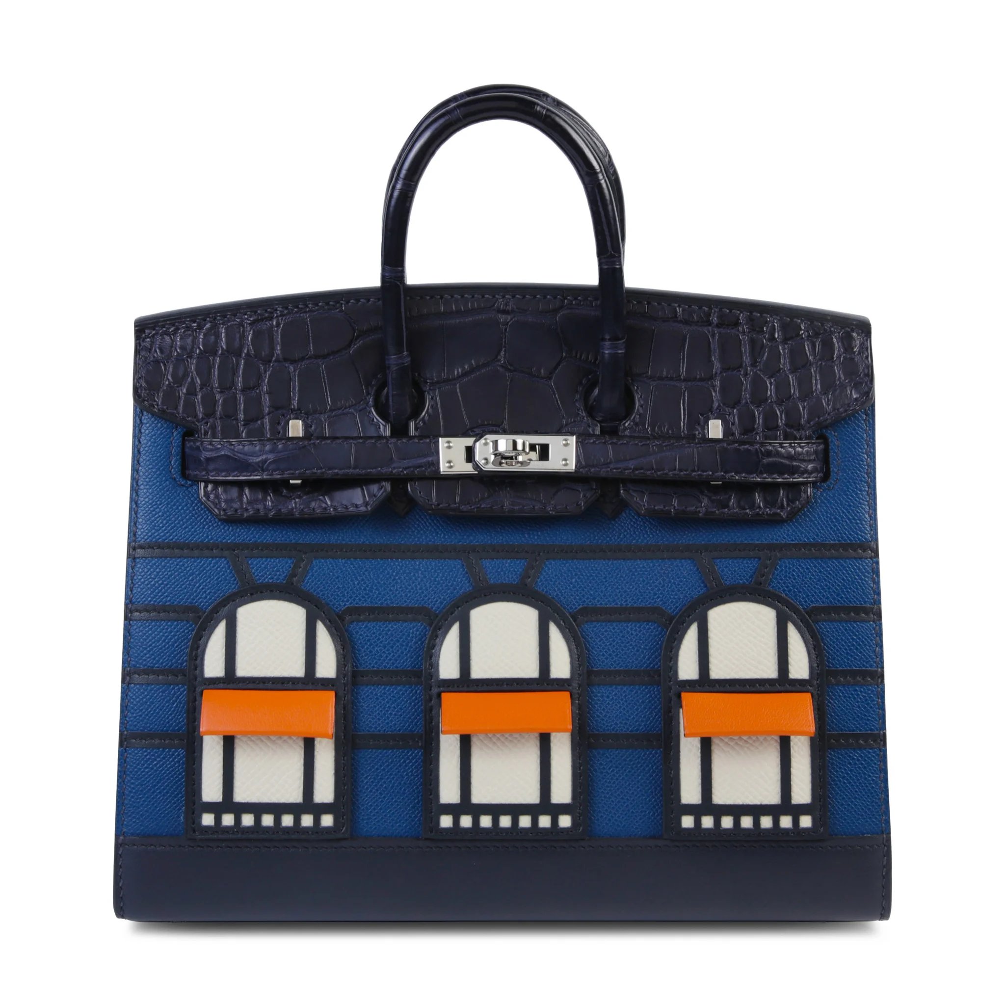 Excellent ( Rank SA ) HERMÈS Limited Edition Birkin Faubourg 20 Sellier Deep Blue (S4) Blue Marine (78) Madame Matte Alligator Palladium hardware D (2019)