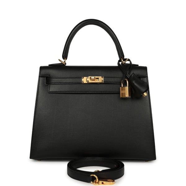 Hermes Hermes Kelly Sellier 25 Black Tadelakt Gold Hardware