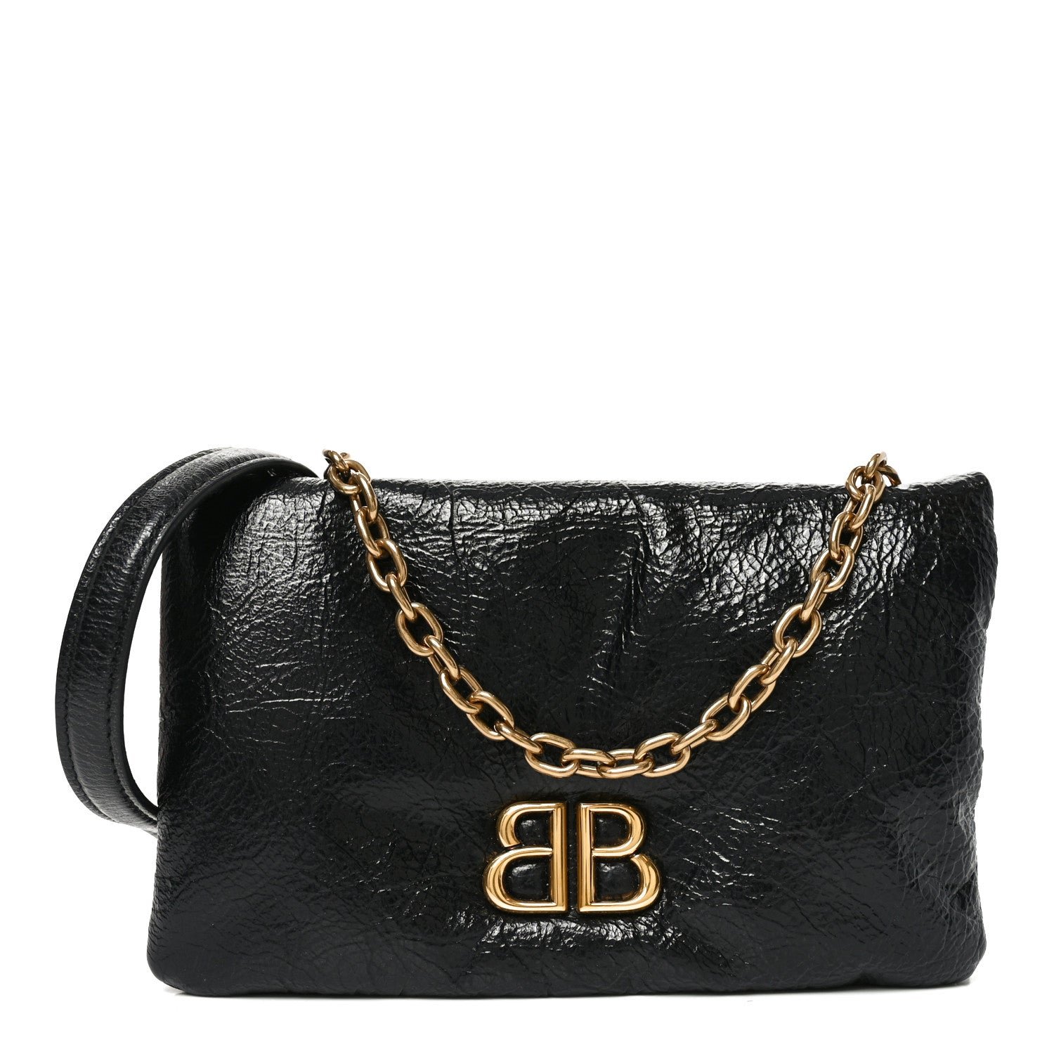 Balenciaga Arena Puffy Monaco Chain Shoulder Bag Black