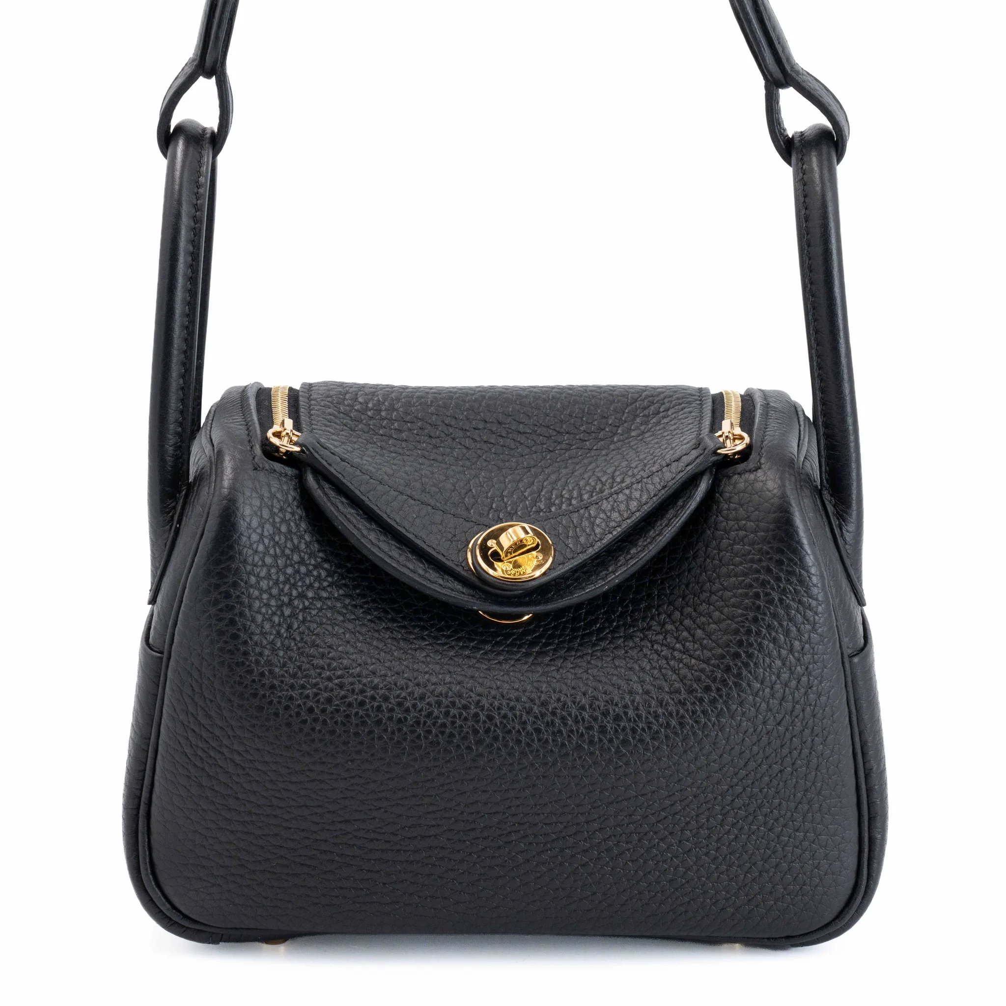 Very Good ( Rank A) HERMÈS Mini Lindy II Noir (89) Clemence Gold hardware W (2024)