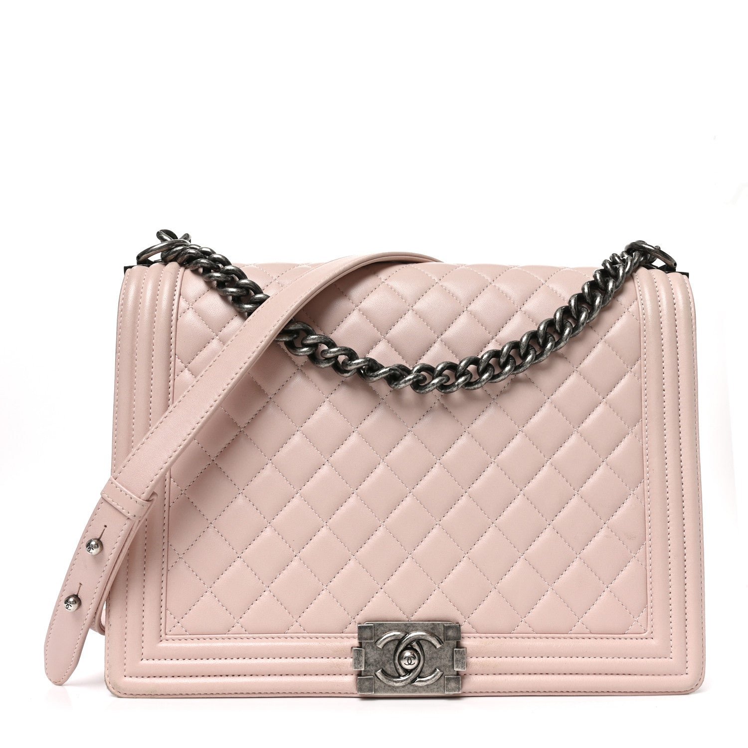 Chanel Lambskin Quilted Large Boy Flap Light Pink