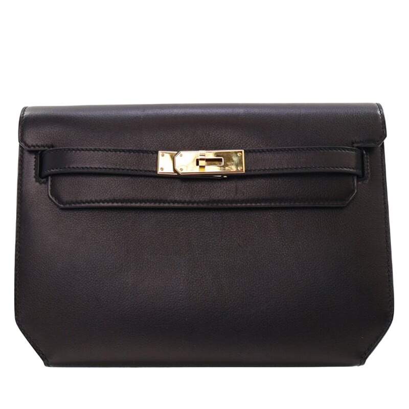 Hermes Black Evercolor Kelly Depeches 25 Gold Hardware, 2022