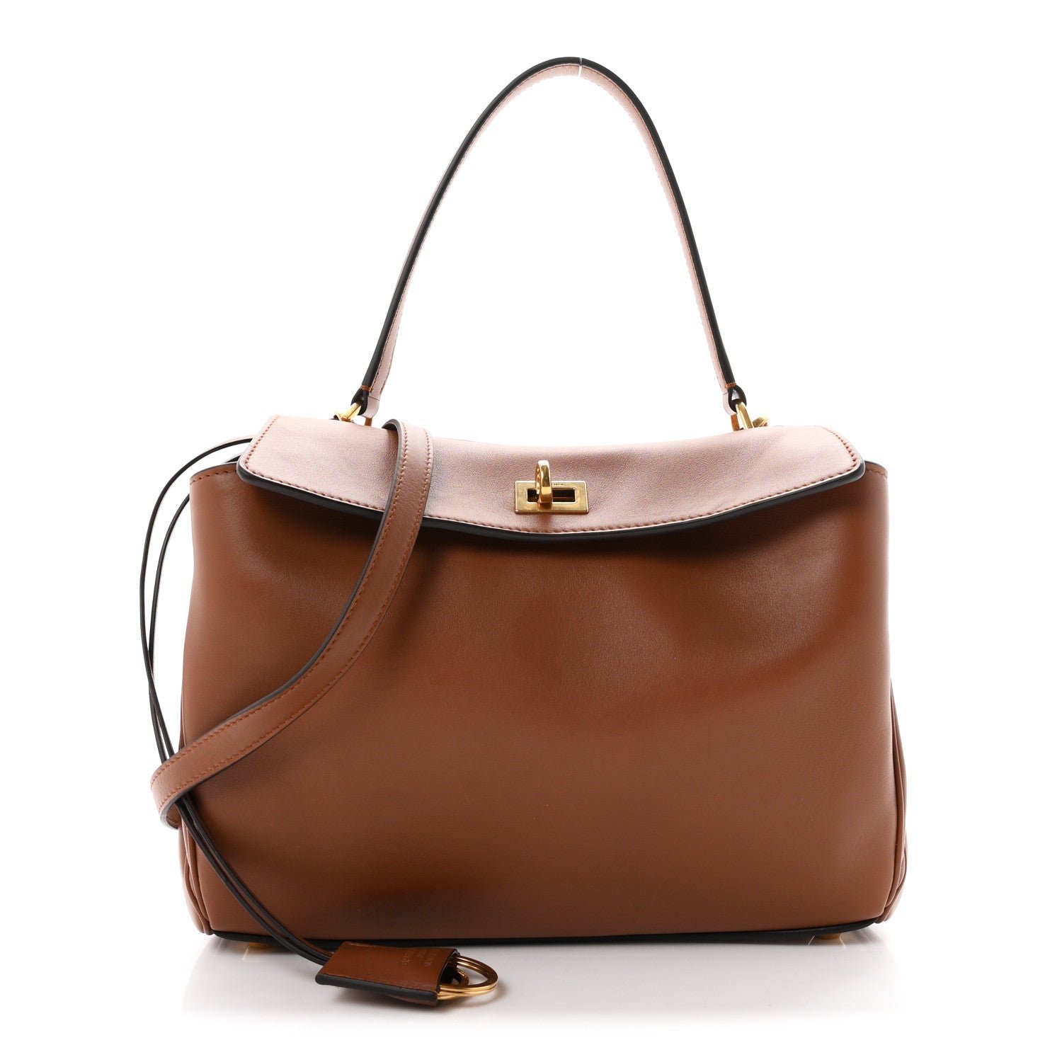 Natural Smooth Calfskin Small Rodeo Top Handle Handbag Black