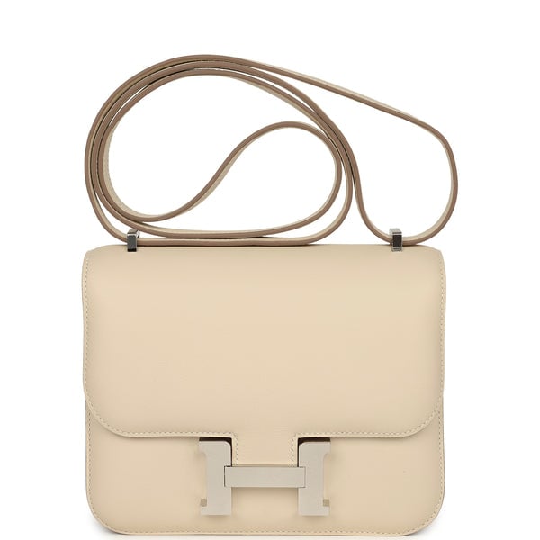 Pre-owned Hermes Constance 18 Craie Swift Palladium Hardware